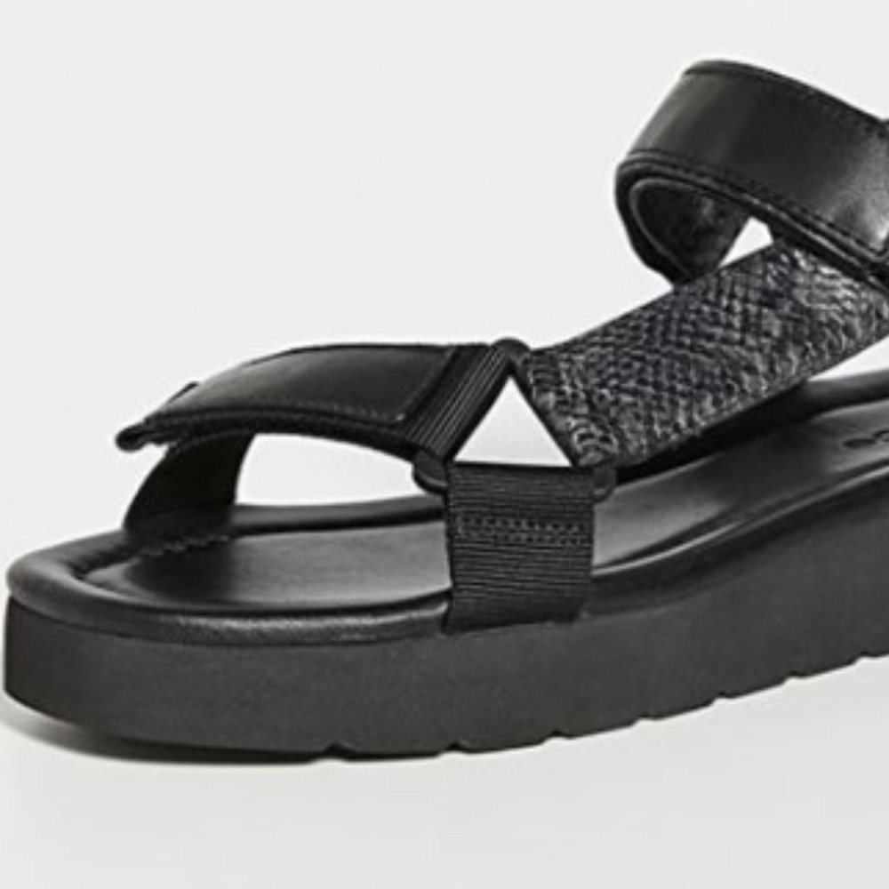 Vince Carver Flatform Sandals Size 7.5 Black - snakeskin detail